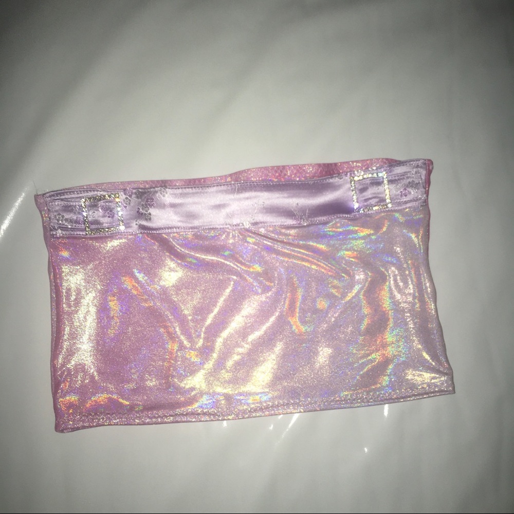 Pink ombré hologram tube top